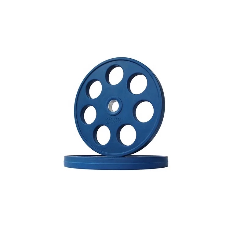 Színes, 7 lyukú, olimpiai gumírozott súlytárcsa 20 kg