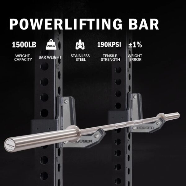 Varnika Strength Powerlifting Bar, rozsdamentes acél, erőemelő rúd 220 cmx50 mm, 680 kg-ig terhelhető - Image 2