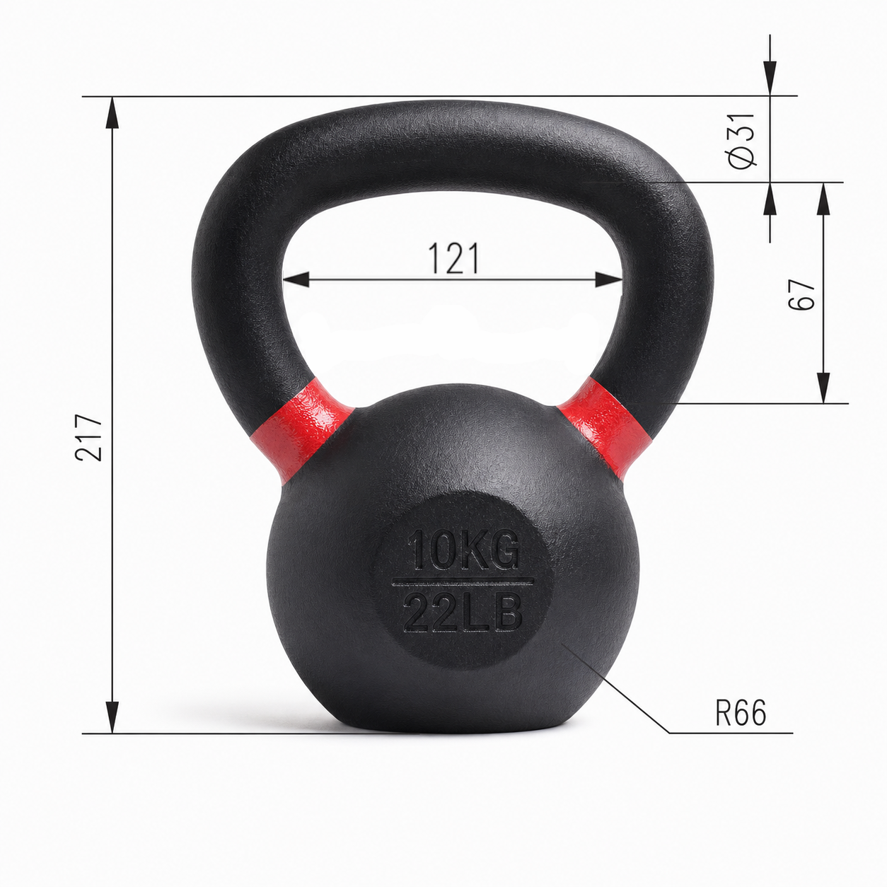 Kettlebell 10 kg, porszórt öntöttvas - Image 3