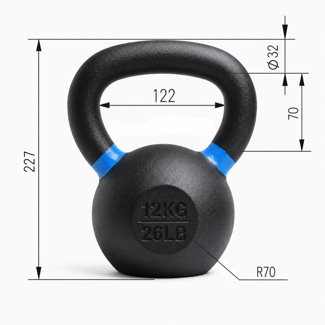 Kettlebell 12 kg, porszórt öntöttvas - Image 2