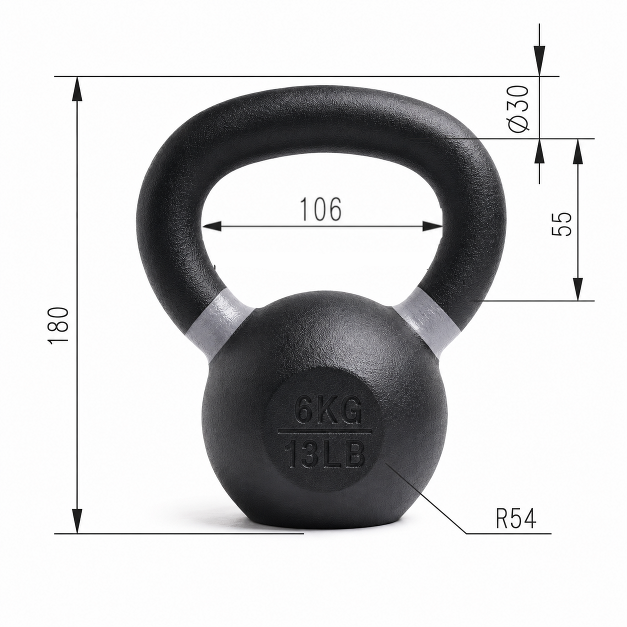Kettlebell 6 kg, porszórt öntöttvas - Image 3